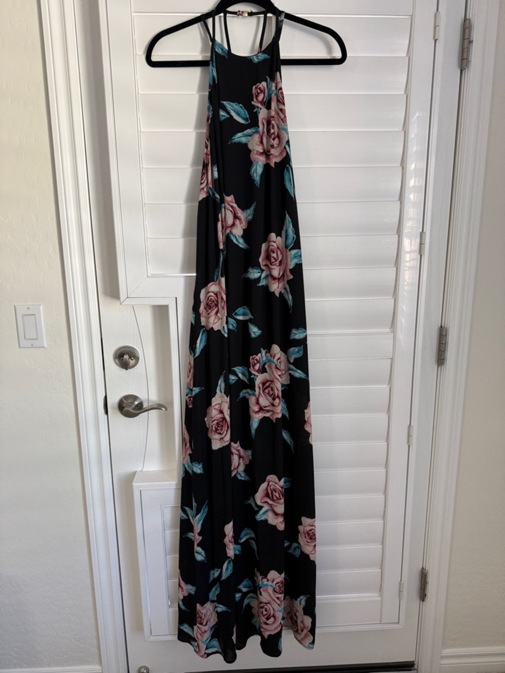 Show Me Your MuMu Black Floral Maxi Dress Pink Roses - Size M